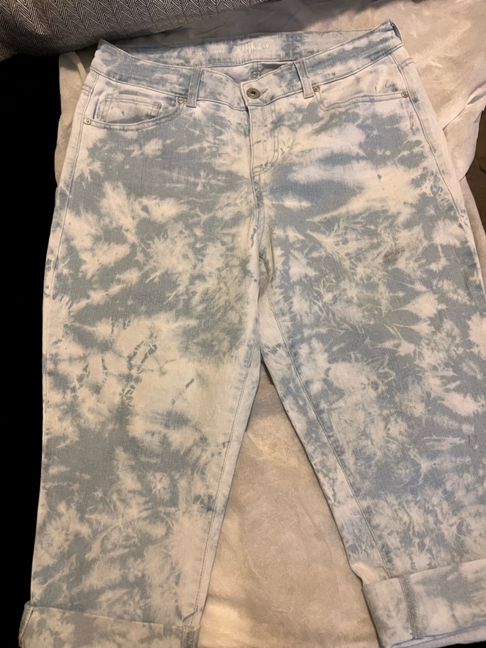 Style & Co. Light Blue and White Tie-Dye Relaxed Jeans